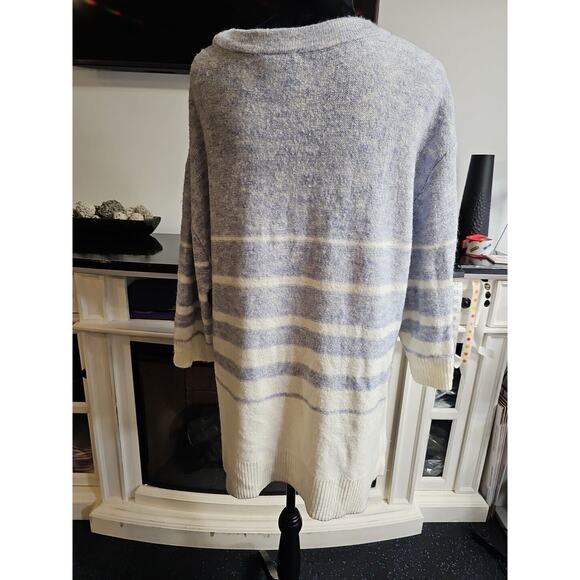 Loft Outlet Lounge Sweater Womens Large Blue & White Oversized Casual Comfort - Picture 2 of 8